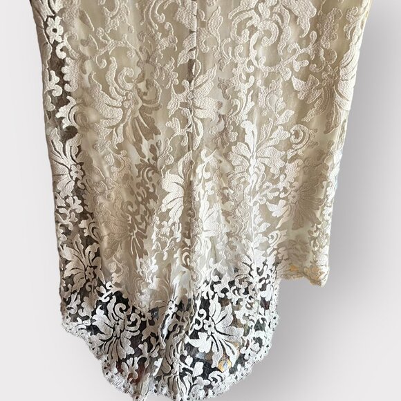 Tadashi Shoji Size 10 Illusion Yoke Embroidered Sleeveless Lace Bridal Gown - Picture 13 of 14